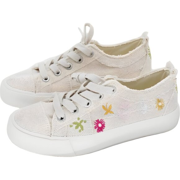 Blowfish Malibu Vivid Lace-Up Platform Canvas Sneakers Cream Women's US 6.5M - Picture 2 of 6